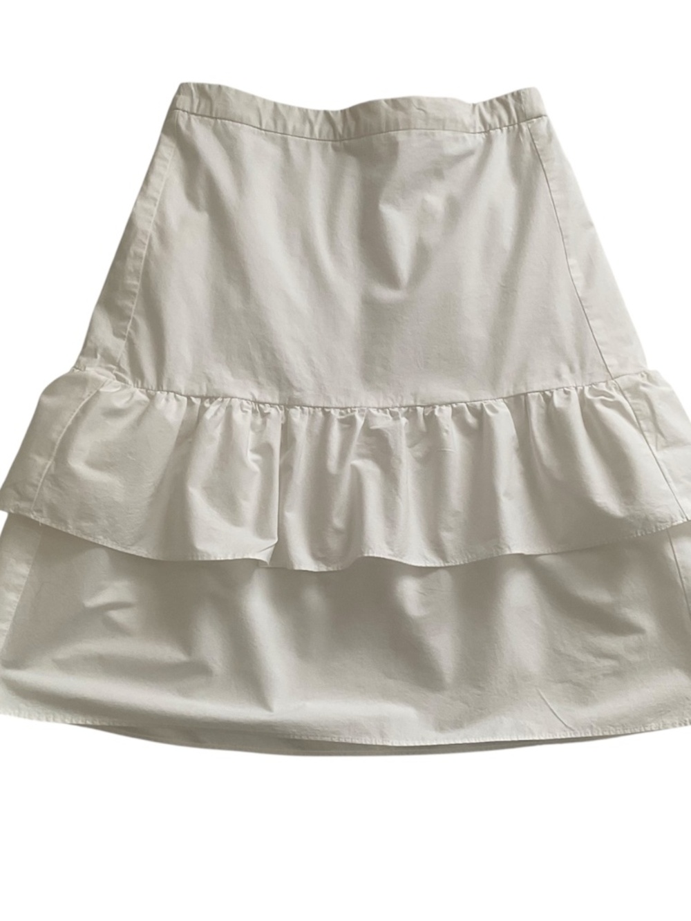 J.CREW Layered Ruffle Mini Skirt Sz 00 White Pull-On Clean Girl Romantic Boho - Picture 2 of 11